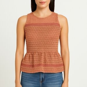 Dynamite eyelet sleeveless peplum top